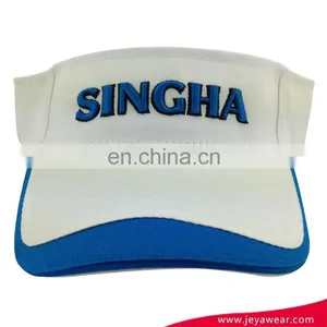 Custom "SINGHA" 3d Embroidy Logo Sun Visor Cap Pre-curved Bill Visor With Blue Trim thumbnail-1