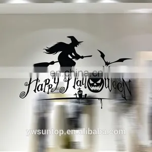 Happy Halloween Witch and Bats Window/Wall Sticker Halloween Decoration Home Decoration thumbnail-1