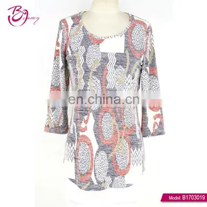 Crew Neck Lady Fashion Design Popular Casual Long Sleeve Blouse thumbnail-1