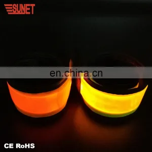 Sport Safety Customized LOGO Printing Nylon Wristband LED Running Slap Bracelet thumbnail-2