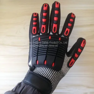 Anti Impact & Cut 13G HPPE Liner Nitrile Sandy Coated TPR Oilfield Impact Gloves thumbnail-5