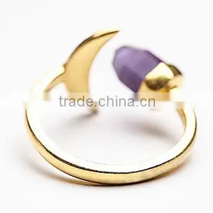 Fashion Triangle Turquoise Gemstone Inlay Gold Ring for Girls thumbnail-6