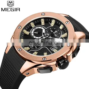 MEGIR 2053G Boy's Fashion Quartz Hand Watch Rubber Strap Watch Sport Men thumbnail-3