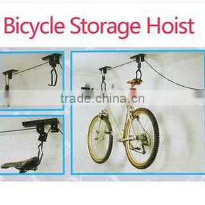CEILING MOUNT BICYCLE LIFT BIKE STORAGE STORE RACK HANGER GARAGE HOIST TOOL NEW thumbnail-1