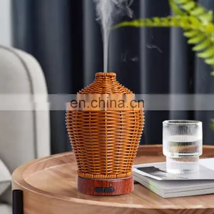 Ultrasonic Humidifier Aromatherapy Diffuser With Cool Mist Colour Changing Led Lights Wicker Aroma Diffuser Waterless Auto Off thumbnail-2