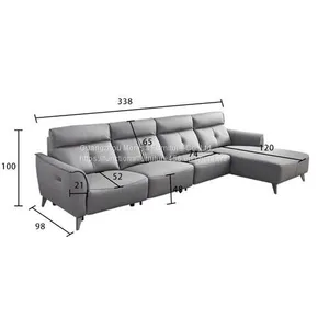 New Italian Minimalist Leather Leather Art Functional Sofa Living Room Simple Fashion L-Shaped Left And Right Corner Chaise Longue Sofa thumbnail-4