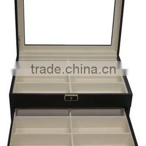 Black Leather Large Jewelry Box Sunglass Organizer,black Leather Watch Box Organizer,hard Shell Faux Leather Drawer Organizer thumbnail-4