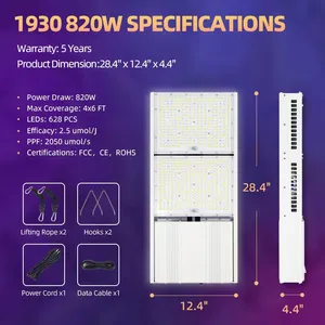 HPS Retrofit-newest IP65 Led Grow Light 600w 650w 800w 1000w 0-10v Daisy-chain for Indoor Grow Room Greenhouse Medical Plants Veg Flower Harvest thumbnail-2