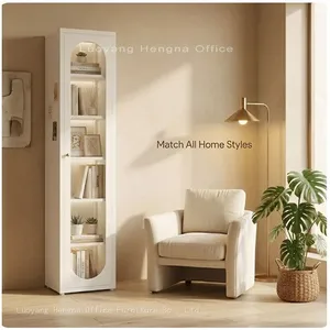 French Arch Steel Bookcase Wholesale, Cold Rolled Steel Frame, Tempered Glass Door, 15.75 x 13.8 Inches, Interior Design Project Supplier thumbnail-4