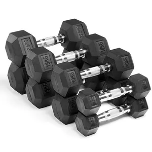 Wavar® Black Rubber Coated Hex Dumbbell Manufacturer | Commercial Gym Free Weights Supplier & Factory thumbnail-4