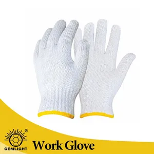 Wholesale White Cotton Work Gloves Comfortable Knitted Safety Gloves for Warehouse Packing Handling and Farm Use thumbnail-1