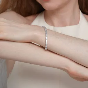 Shining Star Jewelry Women's Cubic Zirconia Oval Cut 925 Silver Tennis Bracelet thumbnail-3