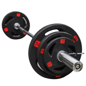 1.25kg to 25kg 3 Three Hole Tri Grip 30mm Rubber Coated Bumper Cast Iron Free Barbell Weight Plates Set for Weight Lifting Gym thumbnail-5