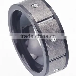Ceramic and Tungsten 8mm TDW Diamond Band thumbnail-1