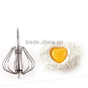 14'' Red Silicone + Stainless Steel Egg Hand Whisk Semi-auto Rotating Whisk Novelty Silicone Coated Egg Whisk thumbnail-5