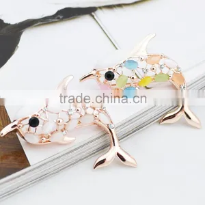 Elegant Crystal Costume Brooch Jewelry Gold Opal Crystal Brooch thumbnail-3