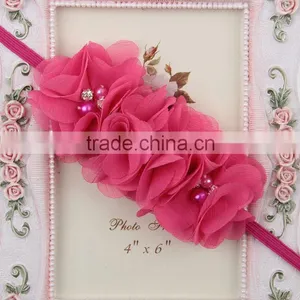 Cute Girl Princess Headbands Baby Girl Flowers Cotton Elastic Headband Kids Handmake Pearls Flower Headband for Girls thumbnail-6