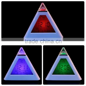 Wholesale Electronic Pyramid Thermometer Date Display LCD Alarm Clock thumbnail-1
