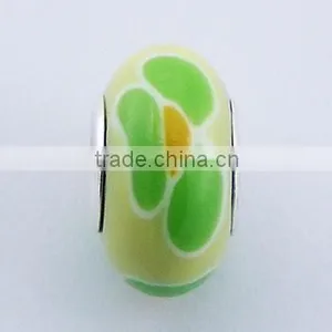 Soft Yellow Fimo Bead Sterling Silver Core Lime Green Flower thumbnail-1