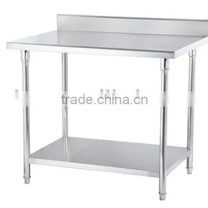 WTC-082B Stainless Steel Round Tube Worktable( 2 Tiers, With Back Splash) thumbnail-1