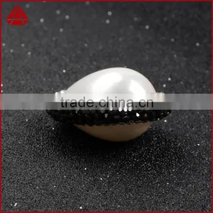 Egg Shape White Shell Pearl Bead Jewelry Findings With White Zircon thumbnail-3