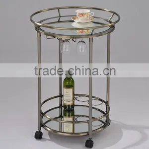 Modern Trolley/ Round Metal Glass Serving Cart thumbnail-2