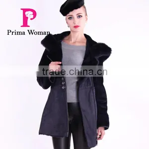 2016 New Design Medium Length Winter Women Slim Fit Woolen Coat With Belt thumbnail-4