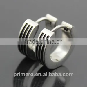 Fashion Gothic Punk 1 Pair Stainless Steel Mens Stud Earrings Stripe Jewelry Silver thumbnail-5