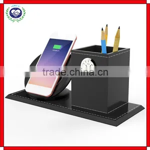 Newest Design Qi Wireless Charger Dock With Pen Vase And Clock For Samsung S6 S7 Edge Fast Charging Pad Holder thumbnail-2