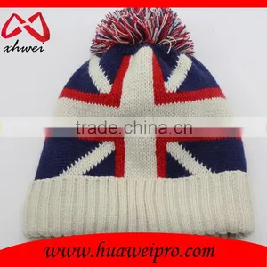 Wholesale Jacquard British National Flag Hat Knitting Beanie Hat Slouchy thumbnail-3