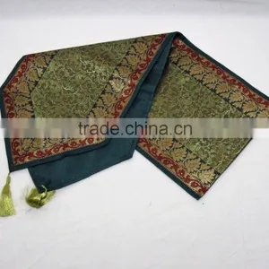 Placemats and Coaster in Green Color Indian Silk Table Runner thumbnail-4