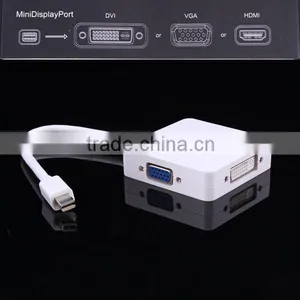 Hotest 1pc 3 in 1 Mini DP Displayport Thunderbolt to HDMI DVI VGA Adapter for MacBook Good Quality thumbnail-1