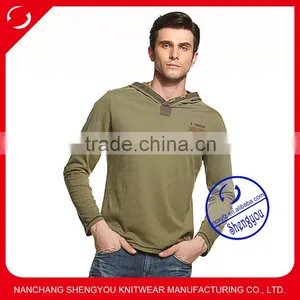 Custom Long Sleeve Mens Tshirt With Hood Wholesale China thumbnail-1