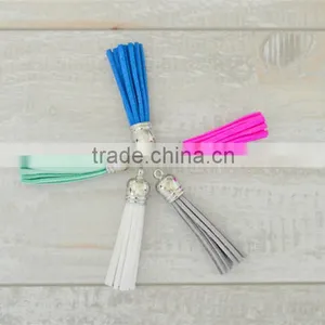 Personalized Customized Match Enamel Suede Tassel Monogram Keychains thumbnail-4
