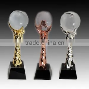 Wholesale Trophy With Oem Customized Award k9 Glass Globe Ball Black Crystal Base Awards thumbnail-4