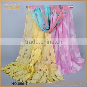 Luxury Brand Sweet Lady Scarf Green Purple Shawl for Autumn Spring thumbnail-2
