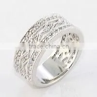 High Quality 925 Silver Wax Setting White Zircon Ring thumbnail-1