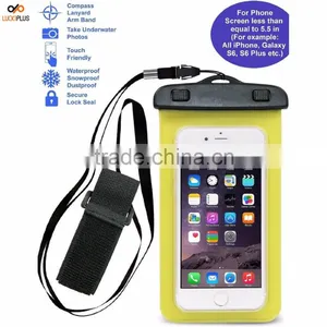 Luckiplus Travel Sport Swimming Phone Bag Waterproof, Snowproof, Dirtproof Case Bag for Phone Yellow thumbnail-1
