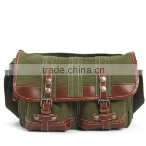 Stylish Midium Canvas Leather Field Shoulder Bag Military Explorer Messenger Field Bag thumbnail-1