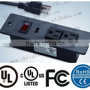 Recessed Mounted 2-outlet With Phone Cord and 2 Usb Ports Plug Socket thumbnail-2
