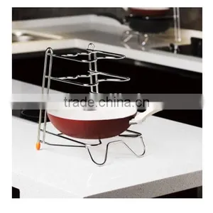 2017 Products 4 Tiers Free Standing Stainless Steel Kitchen Fry Pan Organizer Rack thumbnail-2