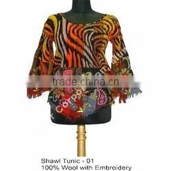 Shawl & Wool Dress100% Wool With Embroidery thumbnail-1