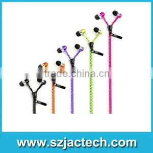 Fashion Colorful Metal Zipper Cable Design Earphone Fashion Earbud With Microphone thumbnail-3