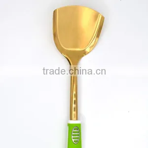 Super Quality New Design TPR Handle Gold Plating Stainless Steel Wok Turner thumbnail-3