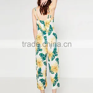 Women's Shoulder Strap Wrap Plunge Floral Print Cami Jumpsuit thumbnail-2
