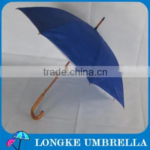60cm Solid Color Auto Open Wooden Straight Umbrella With Inside Print thumbnail-1