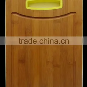 Custom Color Bamboo Wooden Silicone Side Edge Skid Resistance Cutting Board With Silicone Handle thumbnail-1