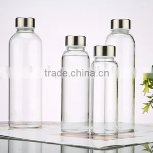 Clear Heat-resistant Sale of Cheap Glass Bottles With Stainless Steel Cap thumbnail-2