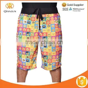 Mens Summer French Terry Emoji Funny Face Print Shorts thumbnail-1