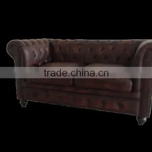 Chesterfield Leather Sofa ,chesterfields 2 Seater Dark Brown Color Sofa thumbnail-2